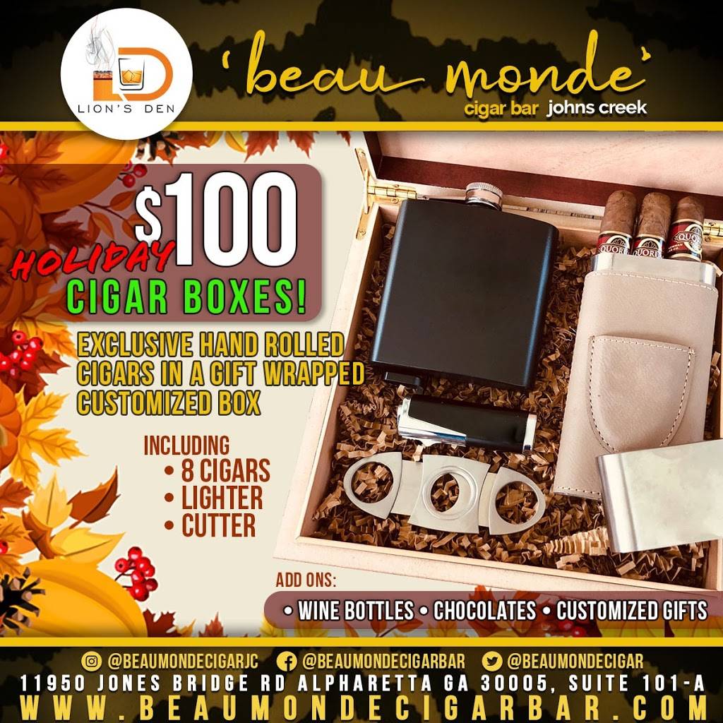 Lions Den Beaumonde Cigar Bar | night club | 11950 Jones Bridge Rd Suite 101, Alpharetta, GA 30005, USA | 7705591987 OR +1 770-559-1987