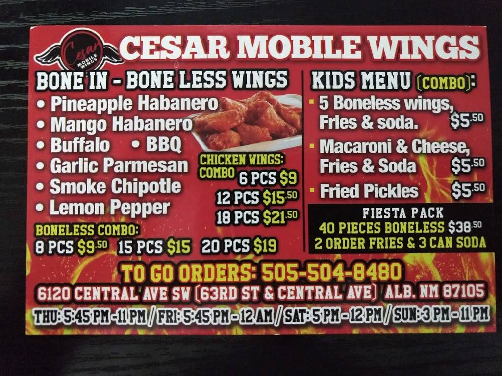 Cesar Mobile Wings | restaurant | 6120 Central Ave SW, Albuquerque, NM 87105, USA | 5055048480 OR +1 505-504-8480
