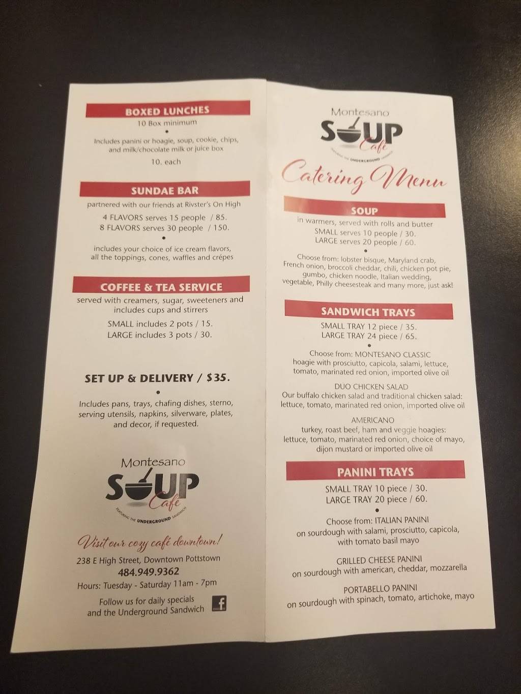 Montesano Soup Cafe | cafe | 238 E High St, Pottstown, PA 19464, USA | 4849499362 OR +1 484-949-9362
