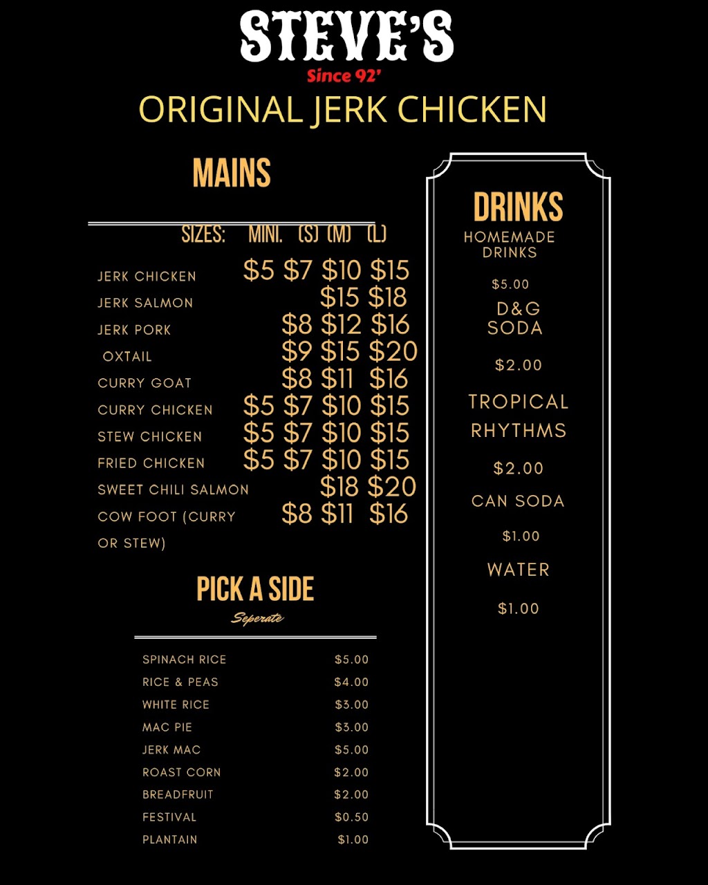 Steves Original Jerk Chicken | restaurant | 4902 Church Ave Bldg 4, Brooklyn, NY 11203, USA | 3475285586 OR +1 347-528-5586