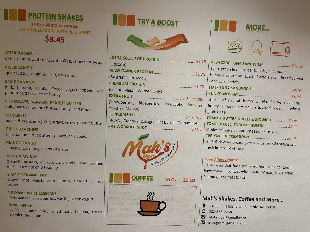 Mahs Shakes, Coffee & More | restaurant | 11630 N Tatum Blvd, Phoenix, AZ 85028, USA | 6023237234 OR +1 602-323-7234