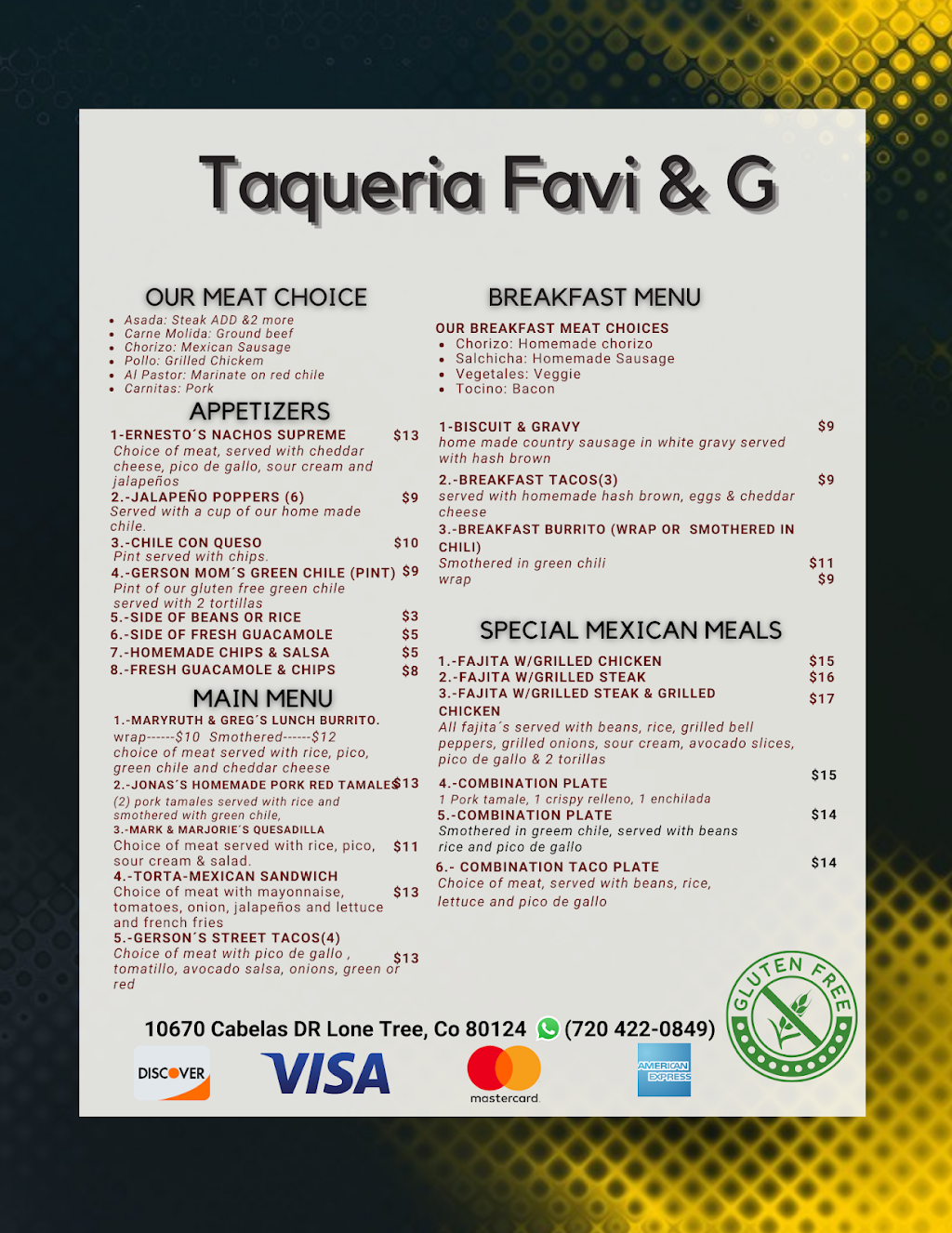 Taqueria Favi&G #2 | restaurant | 30403 Kings Valley Dr Suit C, Conifer, CO 80433, USA | 7202857226 OR +1 720-285-7226