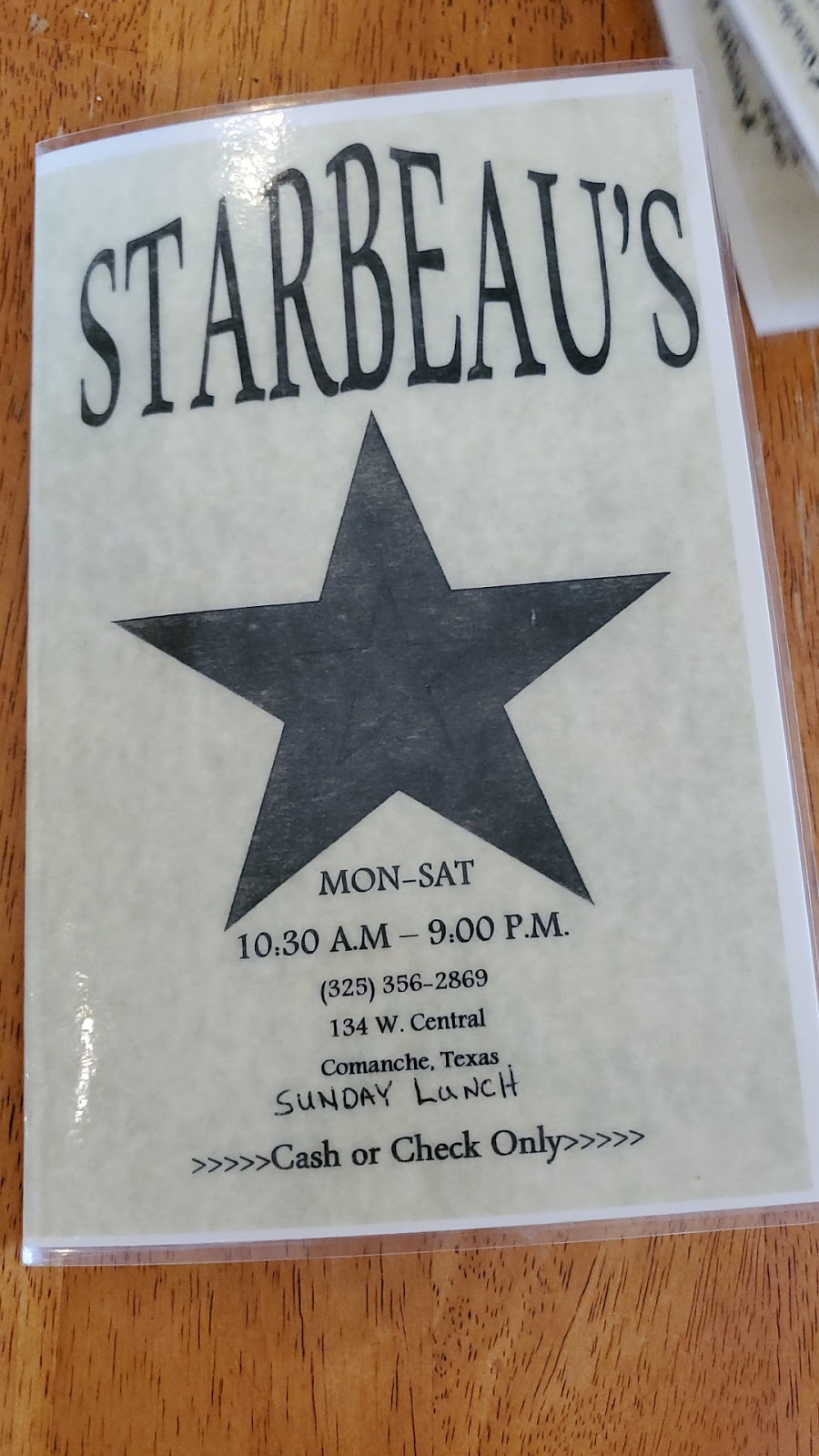 Star Beaus | restaurant | 134 W Central Ave, Comanche, TX 76442, USA | 3253562869 OR +1 325-356-2869
