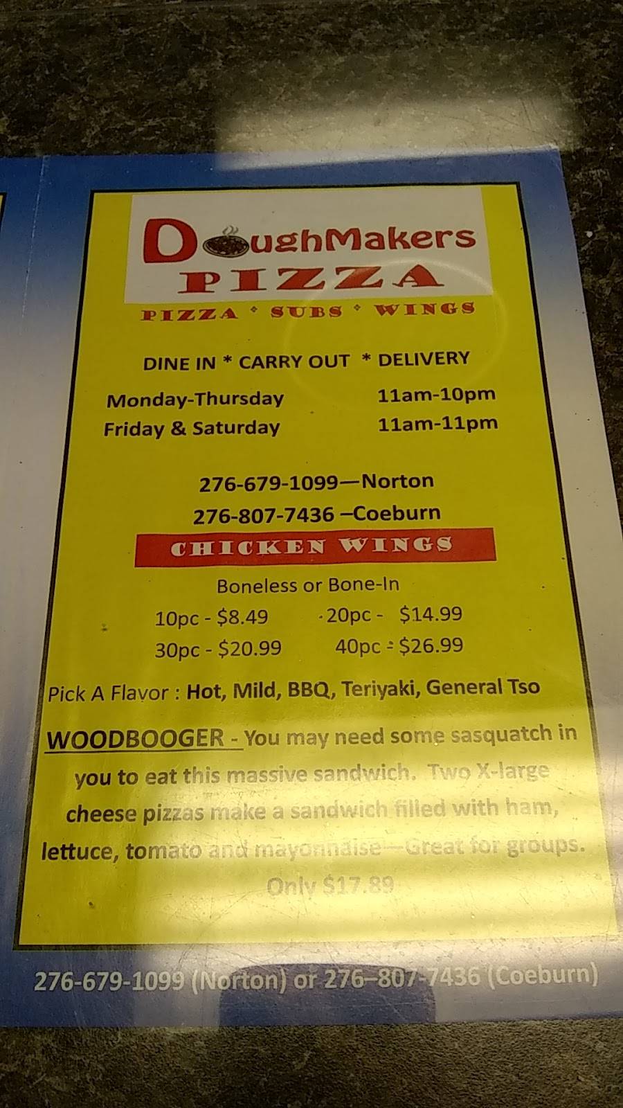 Doughmakers Pizza | restaurant | 600 Virginia Ave NW, Norton, VA 24273, USA | 2766791099 OR +1 276-679-1099