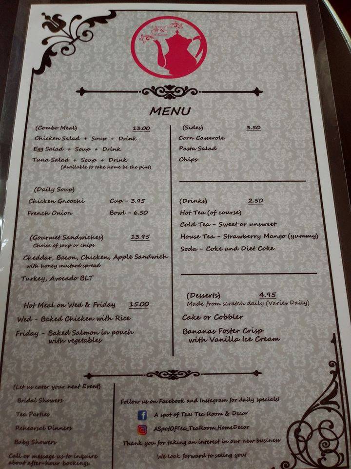 A Spot of Tea Tea Room | restaurant | 133 Maryville Hwy, Seymour, TN 37865, USA | 8658093549 OR +1 865-809-3549