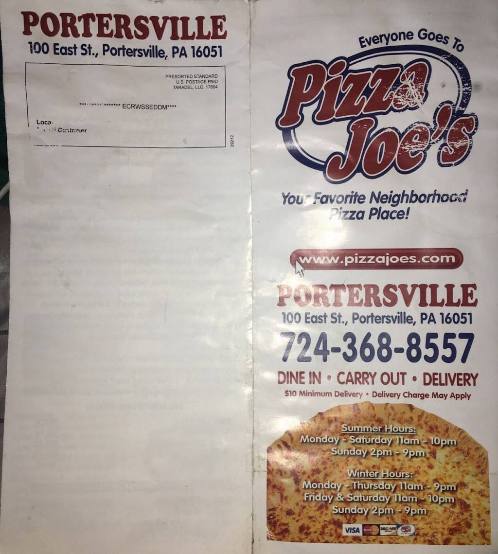 Pizza Joe S Restaurant 100 East Street Off Us 19 Portersville Pa Usa