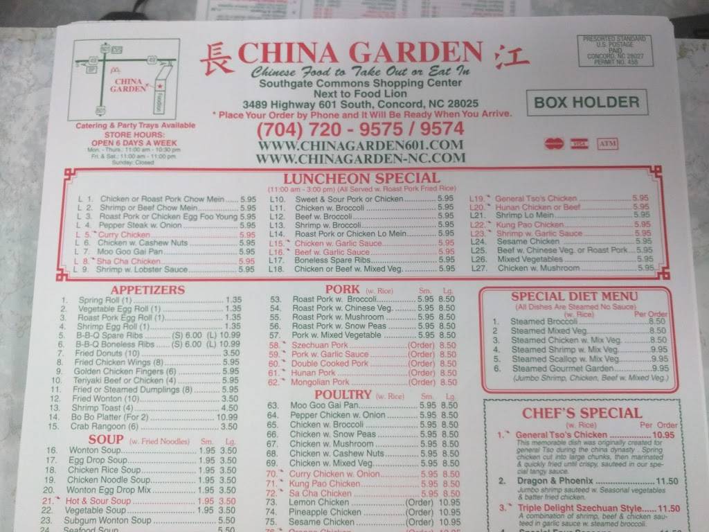 China Garden Restaurant 3489 Us 601 Concord Nc 28025 Usa