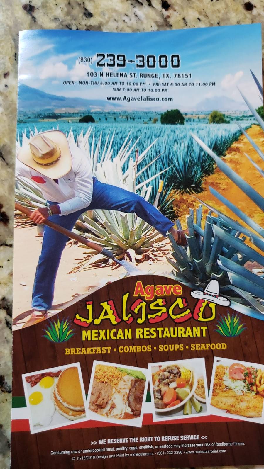 Agave Jalisco | restaurant | 103 Helena St, Runge, TX 78151, USA | 8302393000 OR +1 830-239-3000