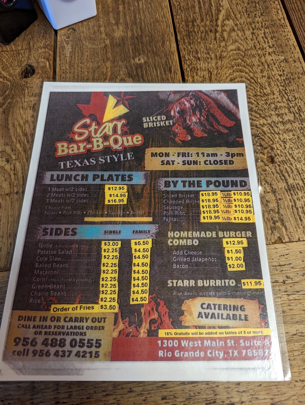 Starr Barbecue | restaurant | 1300 W Main St, Rio Grande City, TX 78582, USA | 9564880555 OR +1 956-488-0555
