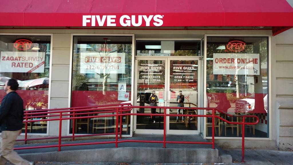 Five Guys | meal takeaway | 2847 Broadway, New York, NY 10025, USA | 2126787701 OR +1 212-678-7701