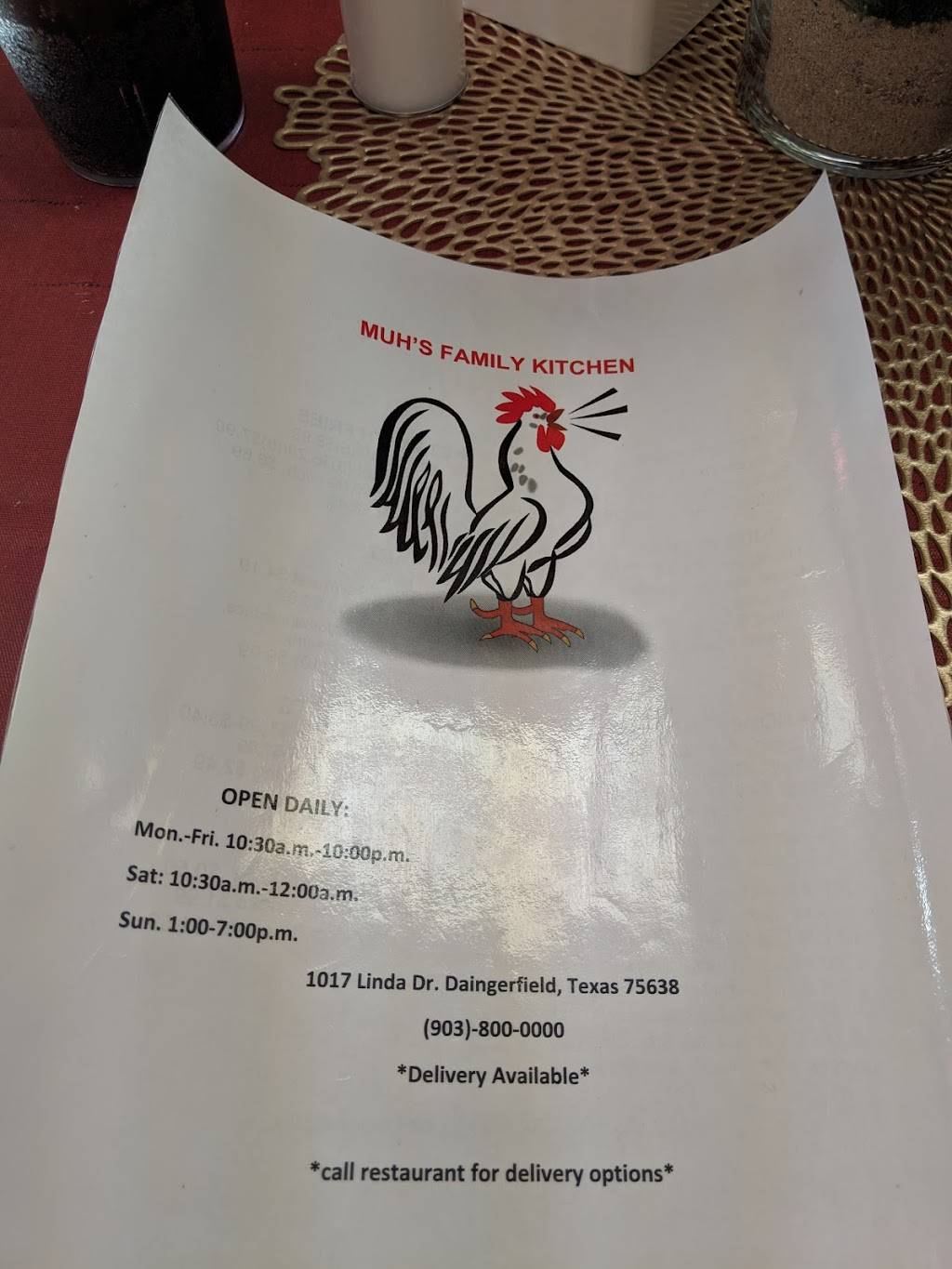 Muhs Family Kitchen | restaurant | 1017 Linda Dr, Daingerfield, TX 75638, USA | 9038000000 OR +1 903-800-0000