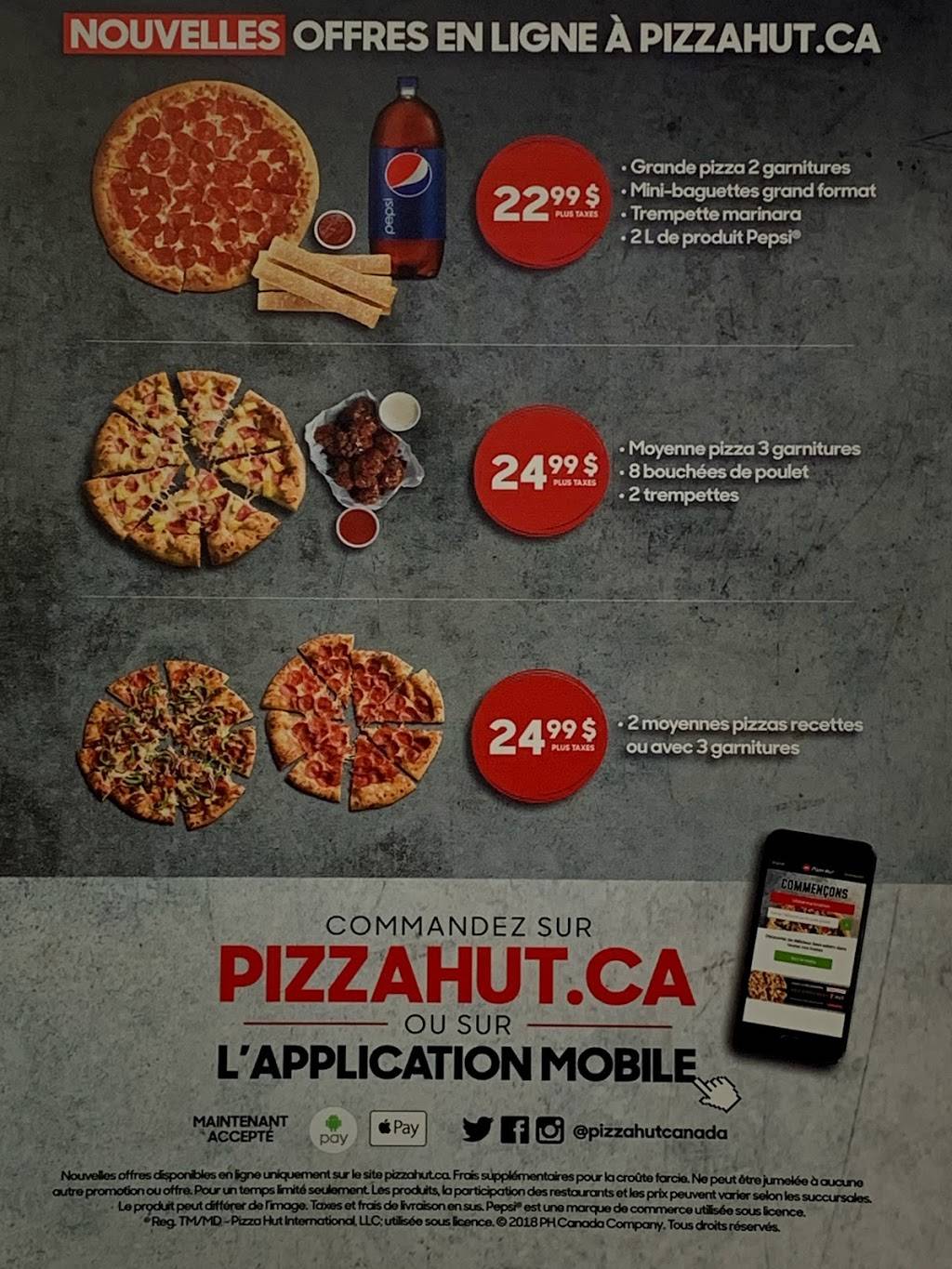 Pizza Hut | meal delivery | 3276 Rue Jean-Yves, Kirkland, QC H9J 2R6, Canada | 5146309091 OR +1 514-630-9091