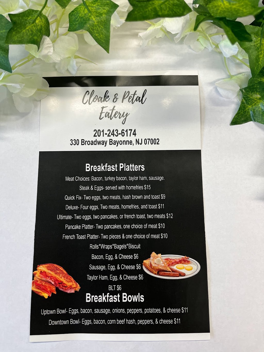 Cloak & Petal Eatery | restaurant | 330 Broadway, Bayonne, NJ 07002, USA | 2012436174 OR +1 201-243-6174