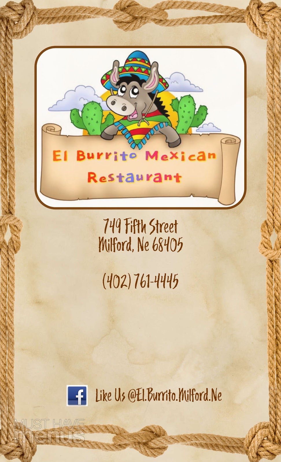 El Burrito Mexican Restaurant | restaurant | 749 5th St, Milford, NE 68405, USA | 4027614445 OR +1 402-761-4445