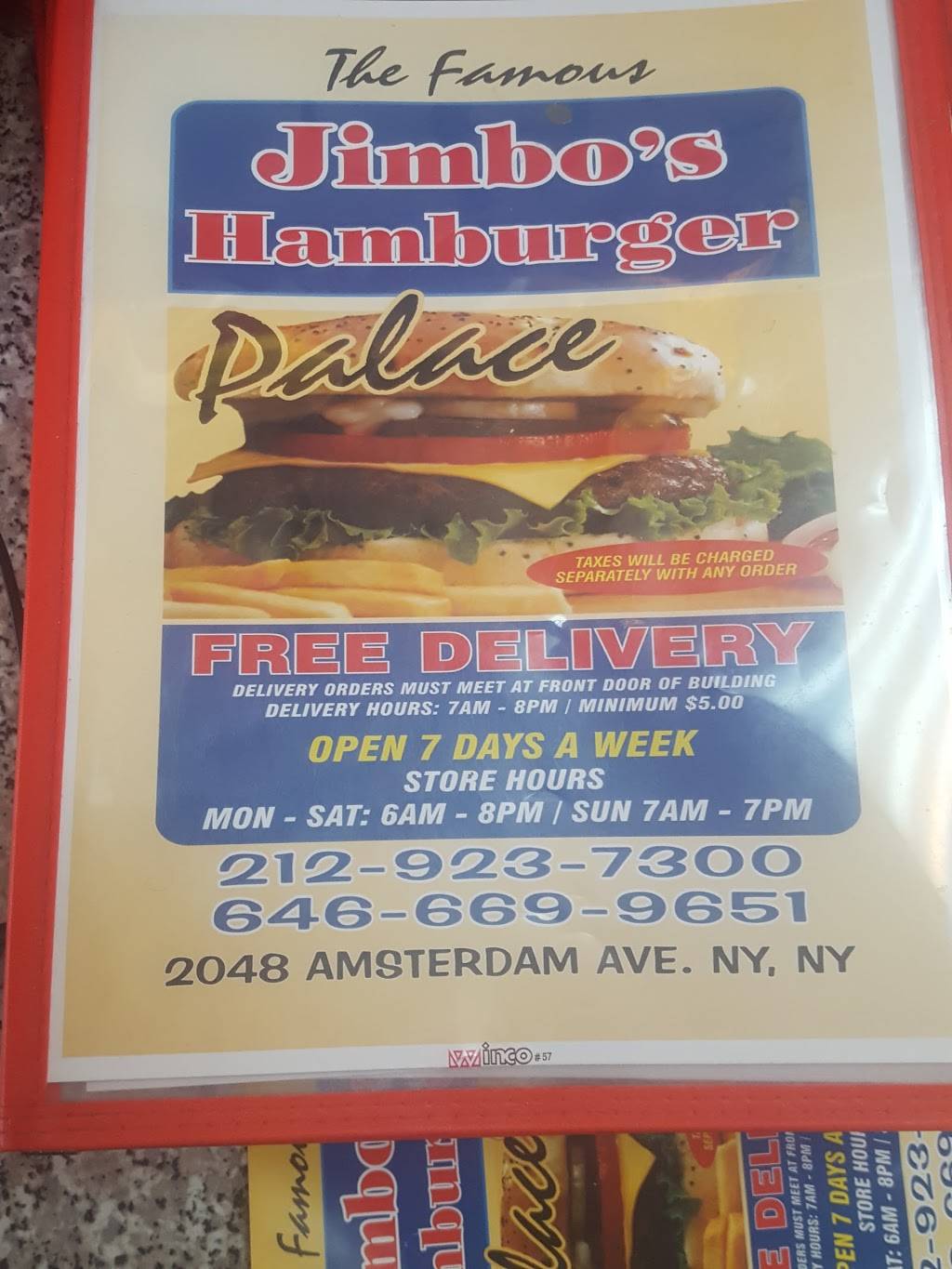 Jimbos Hamburger | meal delivery | 2048 Amsterdam Ave, New York, NY 10032, USA | 2129237300 OR +1 212-923-7300