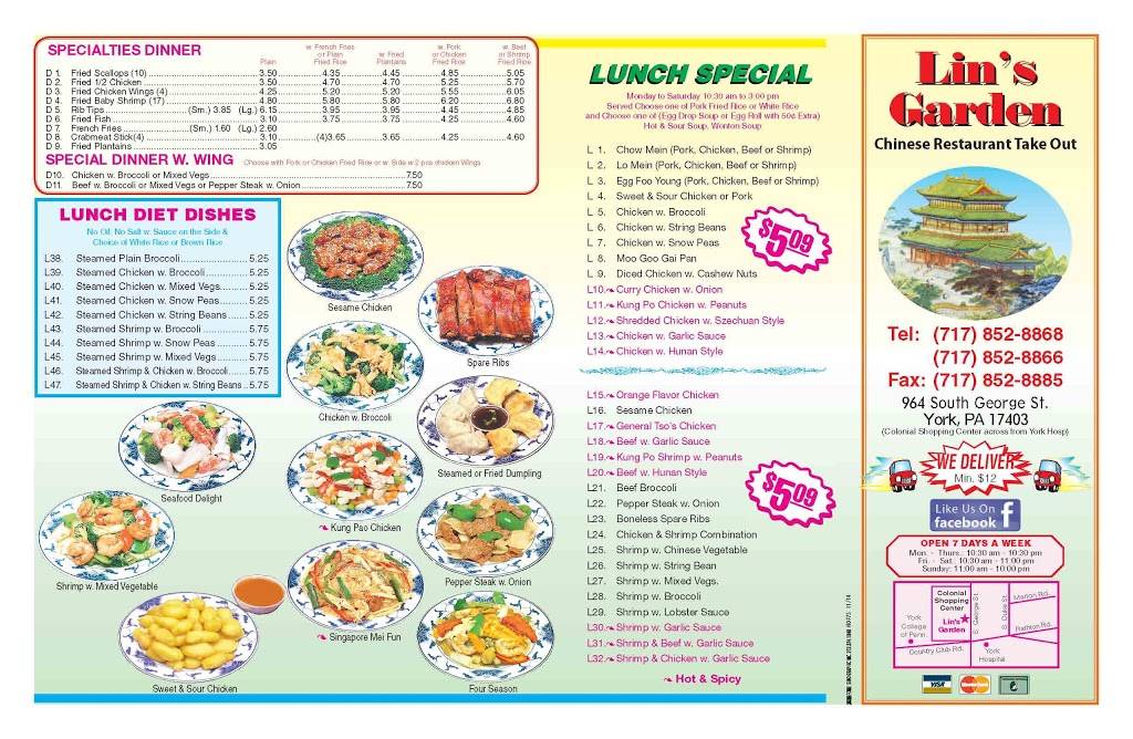 Lin S Garden Meal Takeaway 964 S George St York Pa 17403 Usa