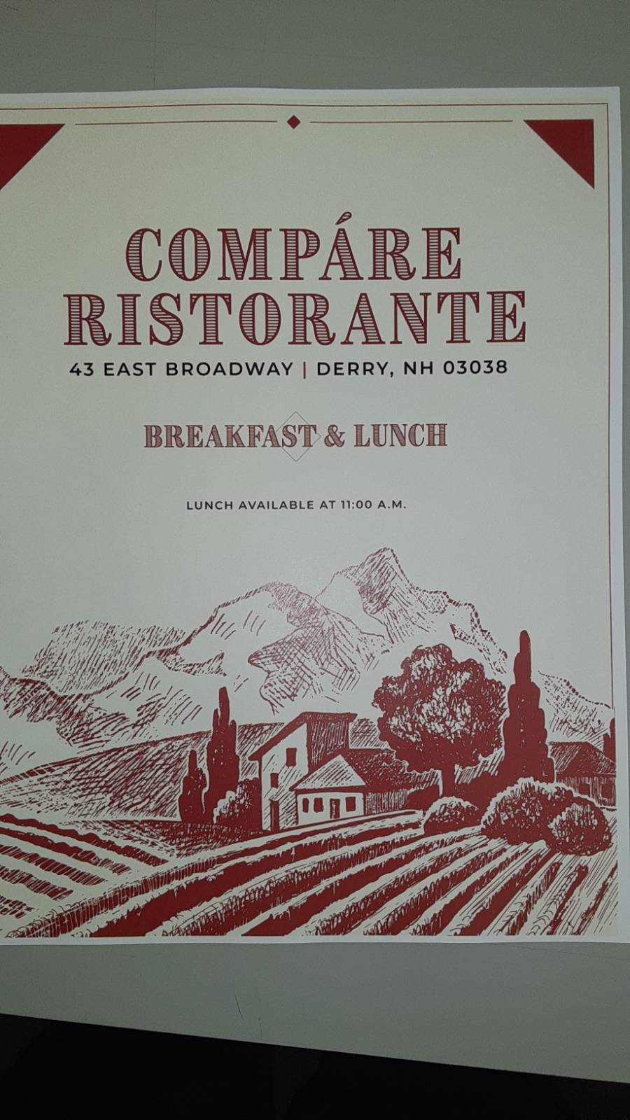 Compare Ristorante | restaurant | 43 E Broadway, Derry, NH 03038, USA | 6032605292 OR +1 603-260-5292