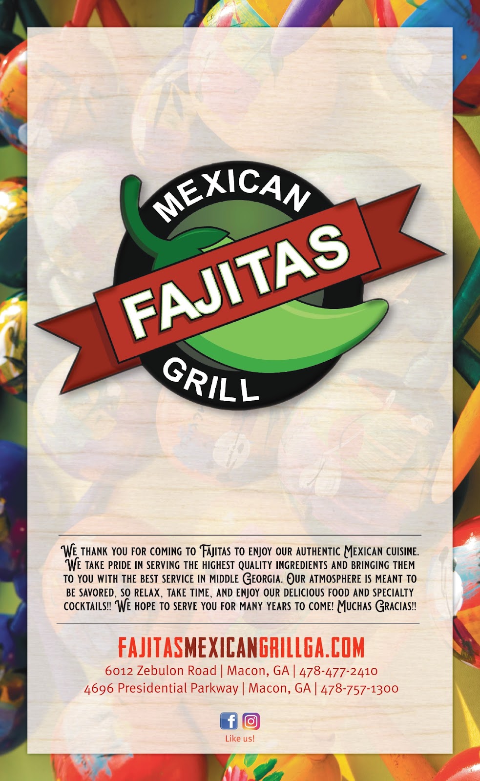 Fajitas Mexican Grill | restaurant | 6012 Zebulon Rd, Macon, GA 31210, USA | 4784772410 OR +1 478-477-2410