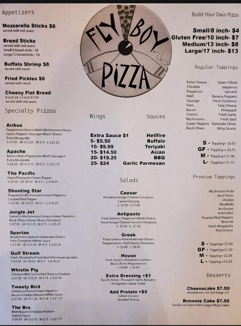 Fly Boy Pizza Restaurant 151 Central St Rutherfordton Nc Usa
