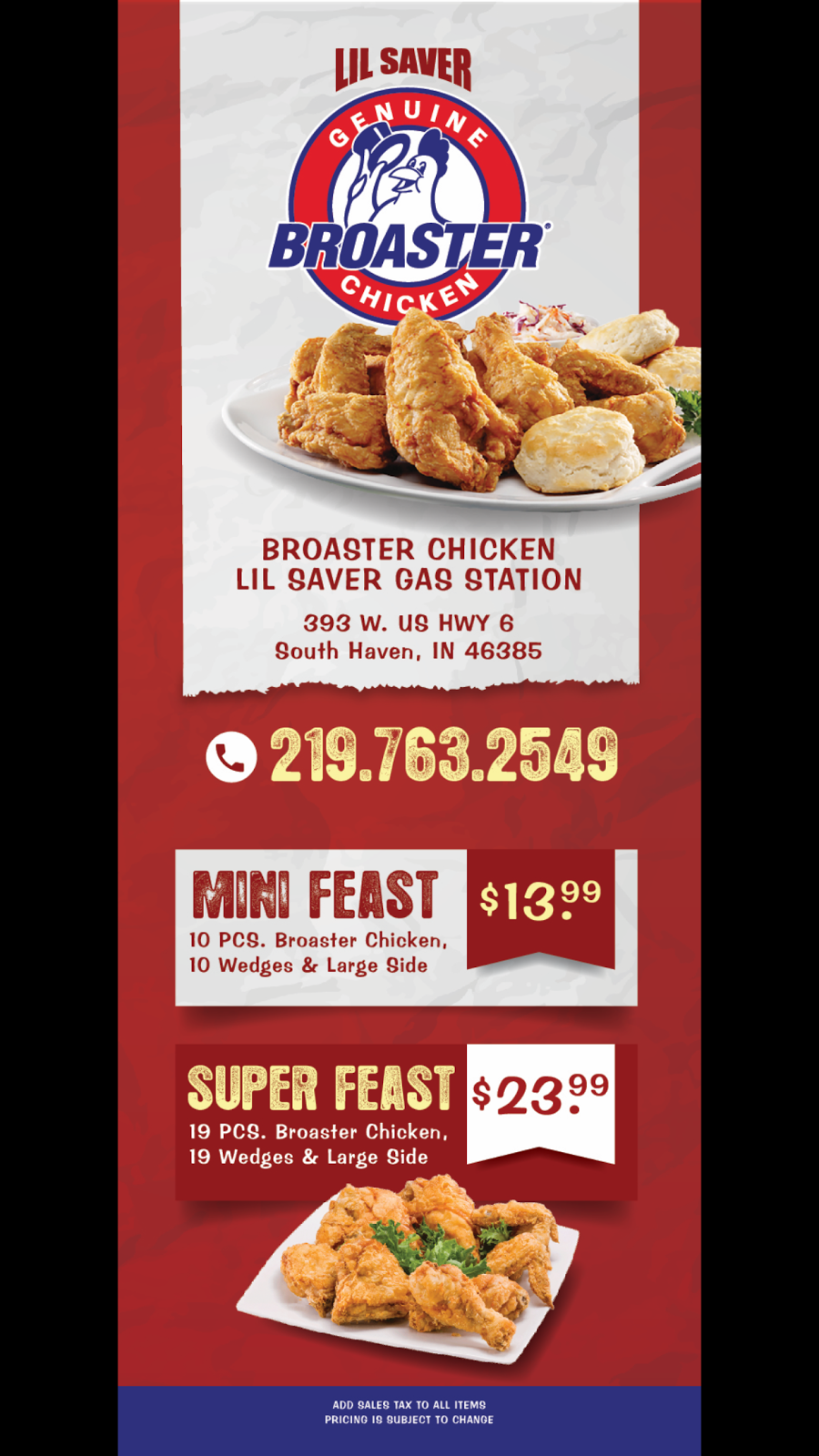 Lil Saver Broaster Chicken | restaurant | W, 393 US-6, Valparaiso, IN 46385, USA | 2197632549 OR +1 219-763-2549