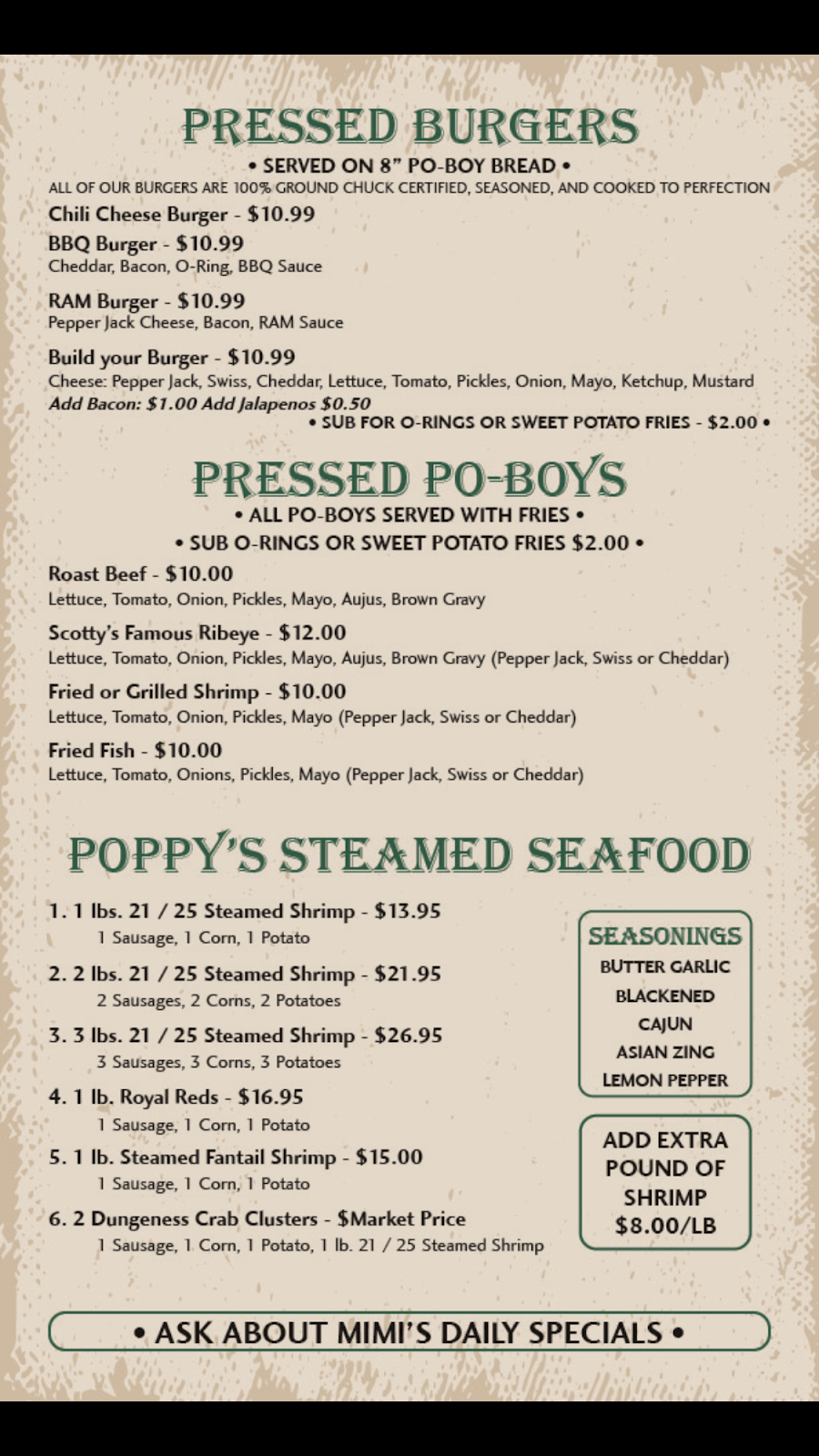 Poppys Family Restaurant | restaurant | 5602 Telephone Rd, Pascagoula, MS 39567, USA | 2282052384 OR +1 228-205-2384