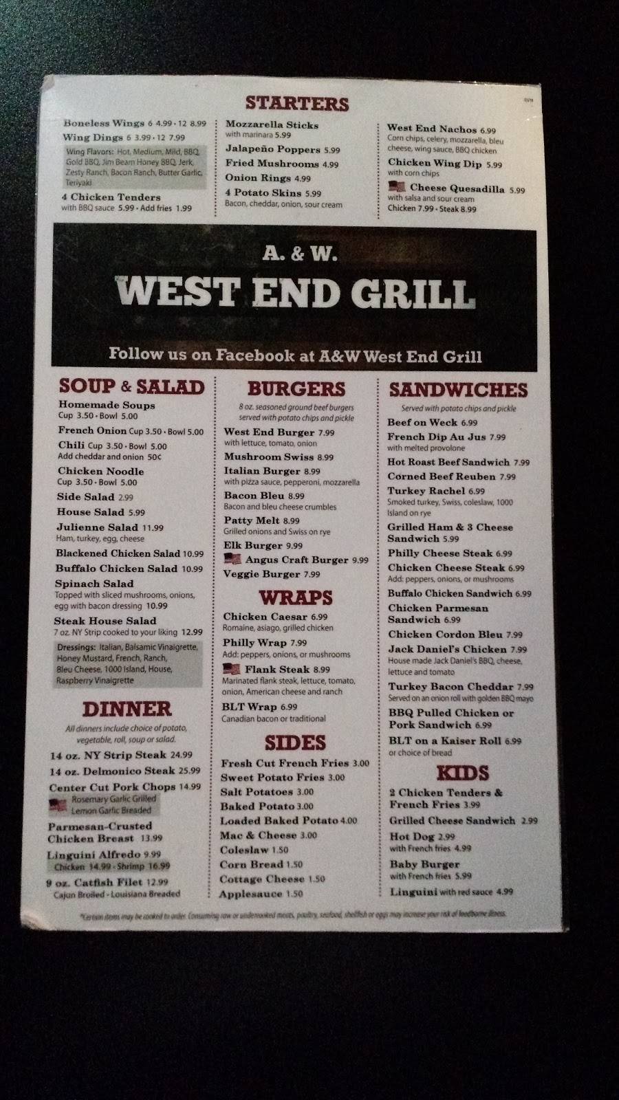 A&W West End Grill | restaurant | 431 US-6, Coudersport, PA 16915, USA | 8143203800 OR +1 814-320-3800