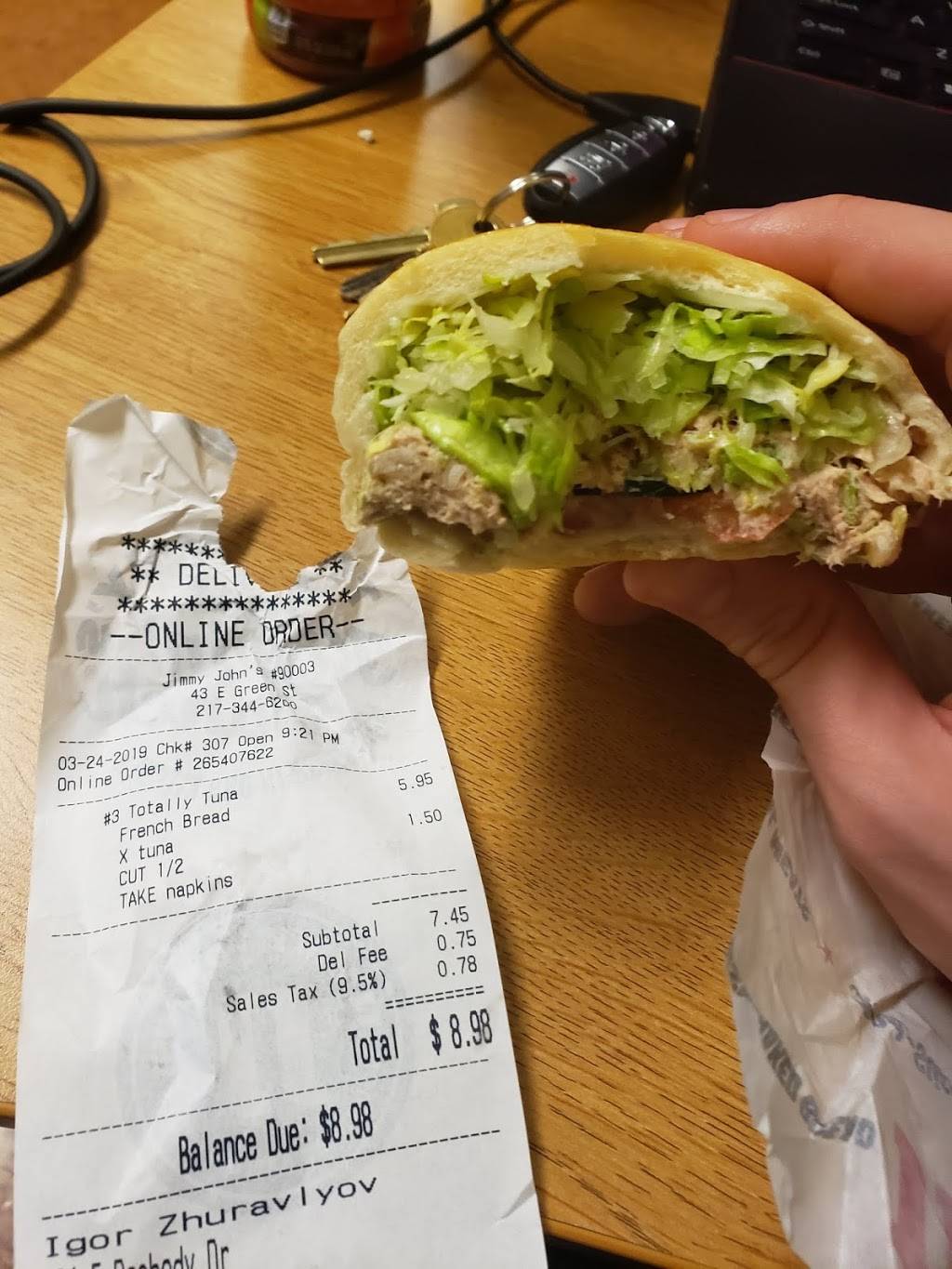 Jimmy Johns | meal delivery | 43 E Green St, Champaign, IL 61820, USA | 2173446200 OR +1 217-344-6200