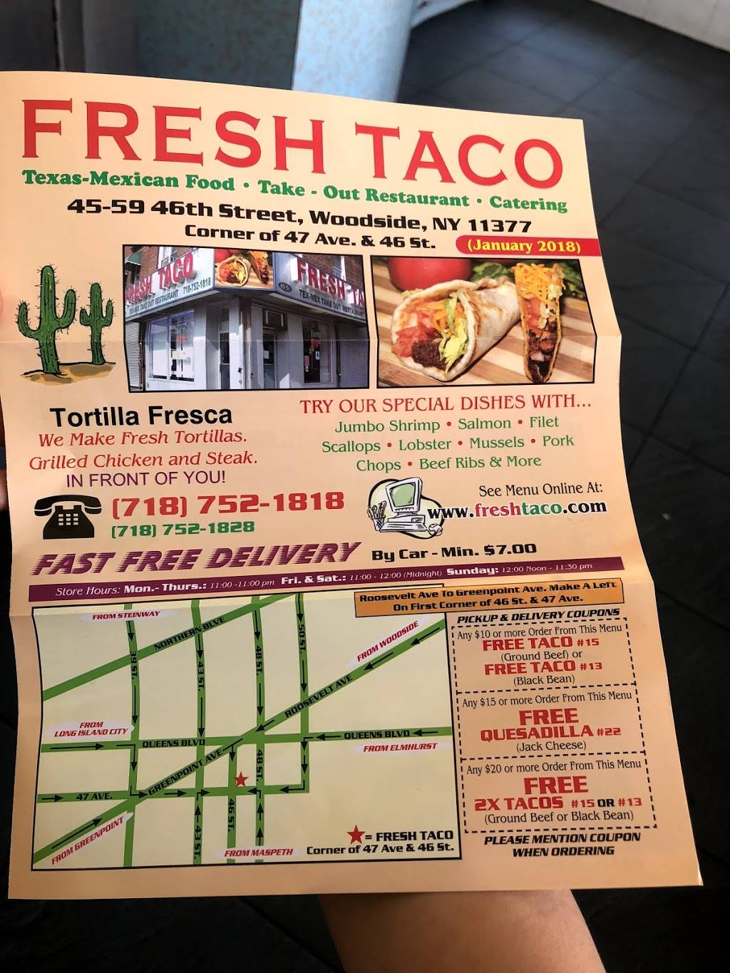 Fresh Taco | restaurant | 45-59 46th St, Woodside, NY 11377, USA | 7187521818 OR +1 718-752-1818
