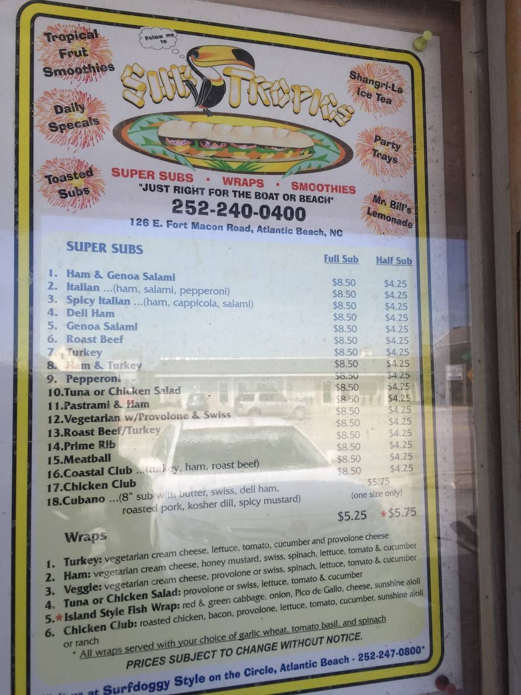 Sub Tropics | meal takeaway | 146 E Fort Macon Rd, Atlantic Beach, NC 28512, USA | 2522400400 OR +1 252-240-0400