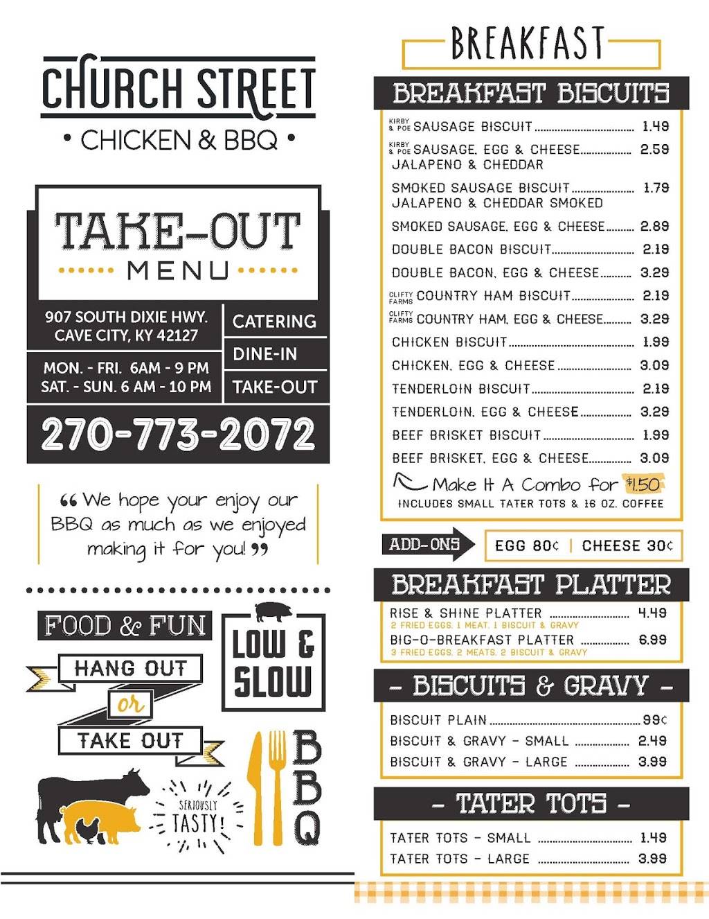 Church Street Chicken & BBQ | meal takeaway | 907 S Dixie Hwy, Cave City, KY 42127, USA | 2707732070 OR +1 270-773-2070