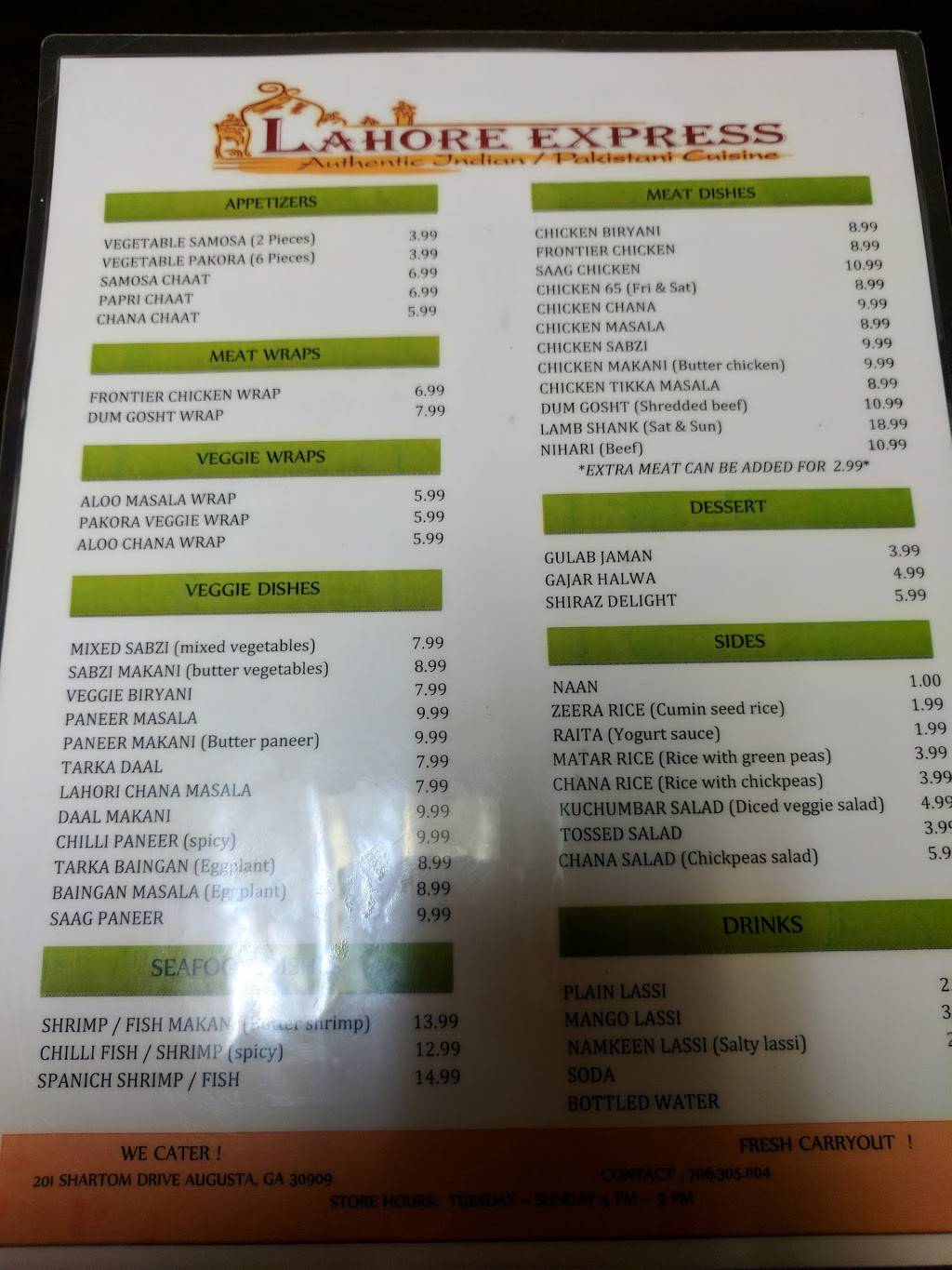 Lahore Express | restaurant | 201 Shartom Dr, Augusta, GA 30907, USA | 7063051104 OR +1 706-305-1104