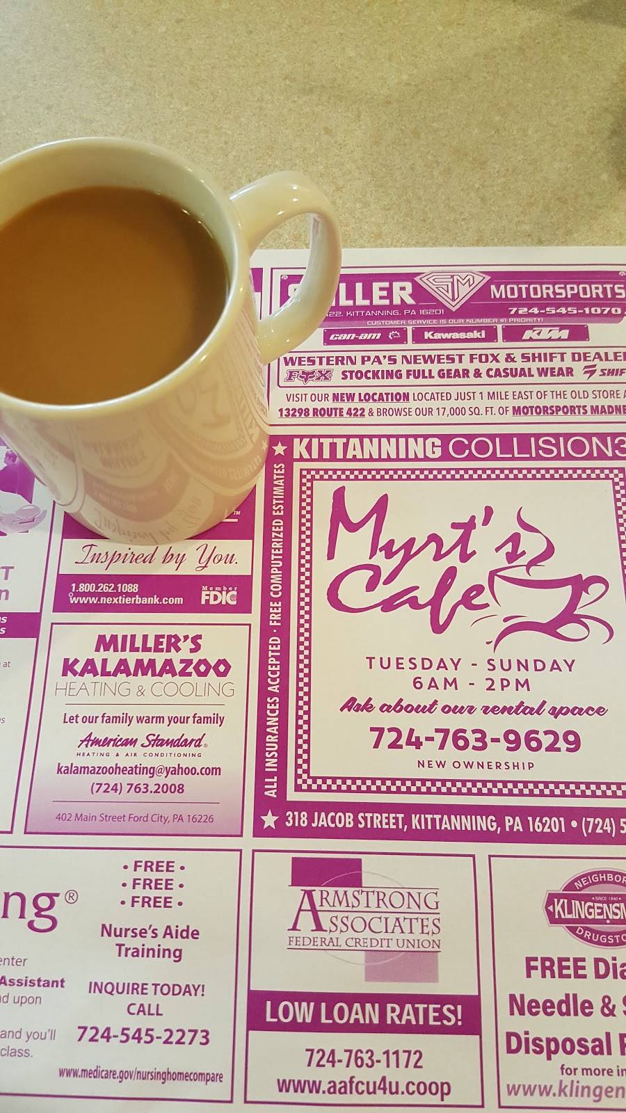 Myrts Cafe | cafe | 1841 PA-66, Ford City, PA 16226, USA | 7247639629 OR +1 724-763-9629