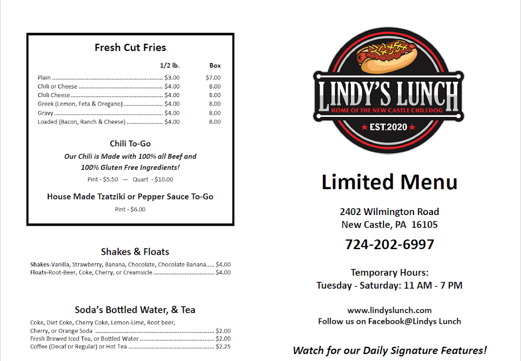 Lindys Lunch | restaurant | 2402 Wilmington Rd, New Castle, PA 16105, USA | 7242026997 OR +1 724-202-6997