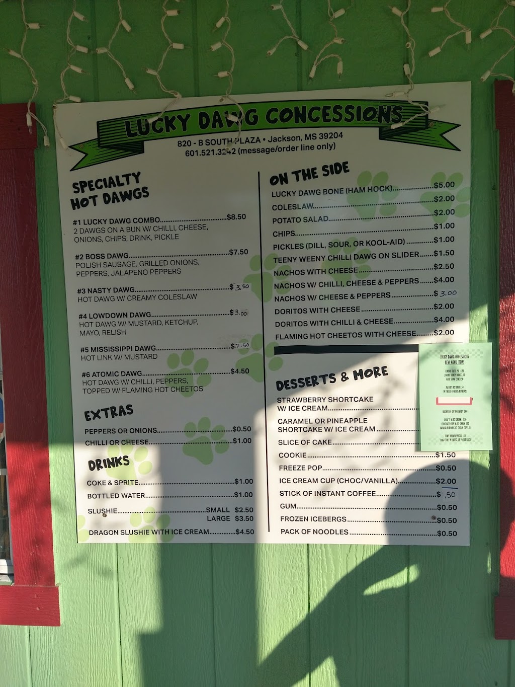 Lucky Dawg Concessions | meal takeaway | 820 S Plaza, Jackson, MS 39204, USA | 6015213242 OR +1 601-521-3242