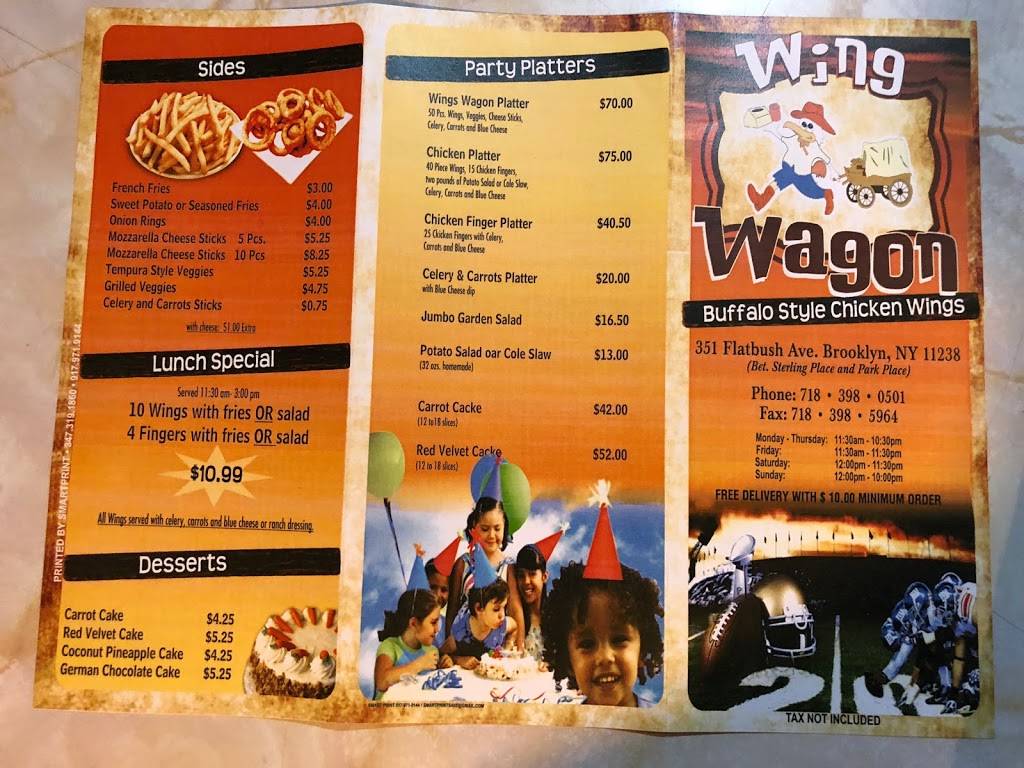 Wing Wagon | restaurant | 351 Flatbush Ave, Brooklyn, NY 11238, USA | 7183980501 OR +1 718-398-0501