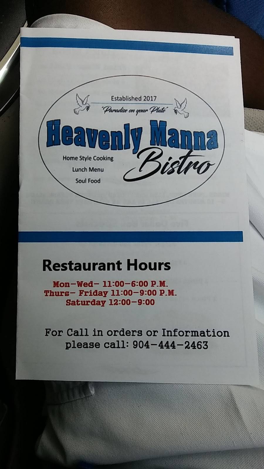 Heavenly Manna | restaurant | 1429 Melson Ave, Jacksonville, FL 32254, USA | 9044442463 OR +1 904-444-2463
