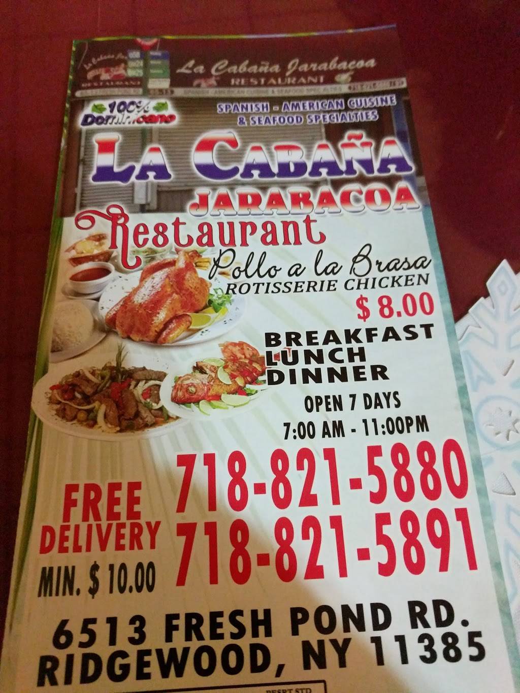 La Cabana Jarabacoa | restaurant | 65-13 Fresh Pond Rd, Ridgewood, NY 11385, USA | 7188215880 OR +1 718-821-5880
