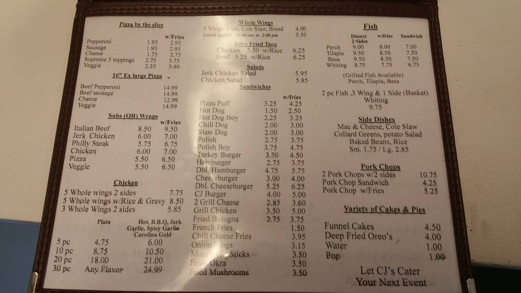 CJs Carryout Restaurant | meal takeaway | 3657 E Livingston Ave, Columbus, OH 43227, USA | 6146705331 OR +1 614-670-5331