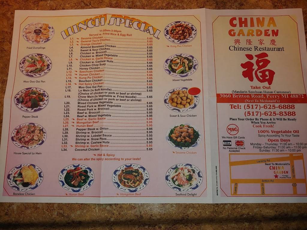 China Garden Restaurant 3060 W Britton Rd Perry Mi 48872 Usa
