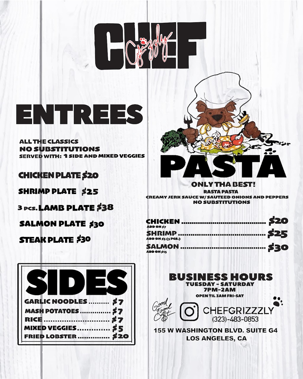 Chef Grizzly LLC | meal takeaway | 155 W Washington Blvd Suite G4, Los Angeles, CA 90015, USA | 8182747245 OR +1 818-274-7245
