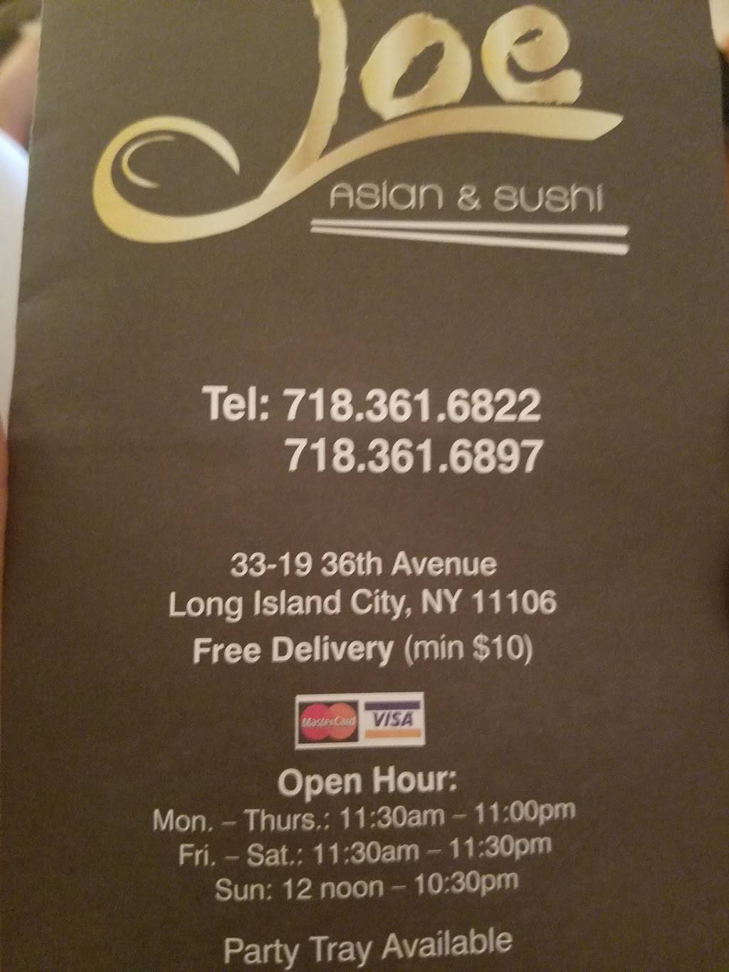 Joe Asian & Sushi | restaurant | 33-19 36th Ave, Queens, NY 11106, USA | 7183616822 OR +1 718-361-6822