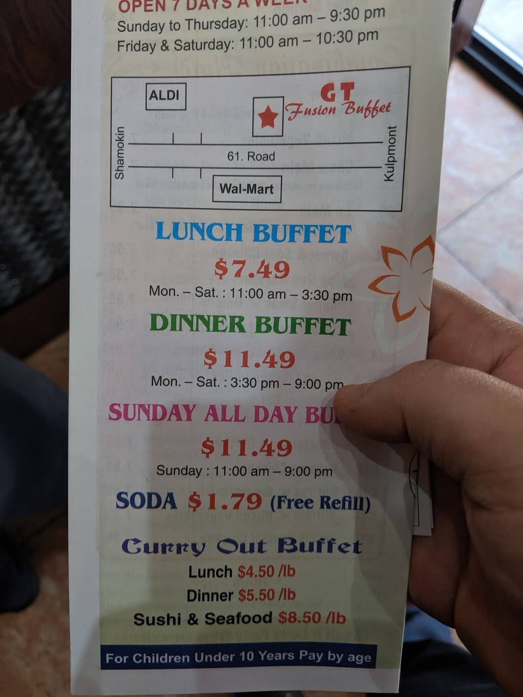 GT Fusion Buffet | restaurant | 9351 PA-61, Coal Township, PA 17866, USA | 5705092228 OR +1 570-509-2228