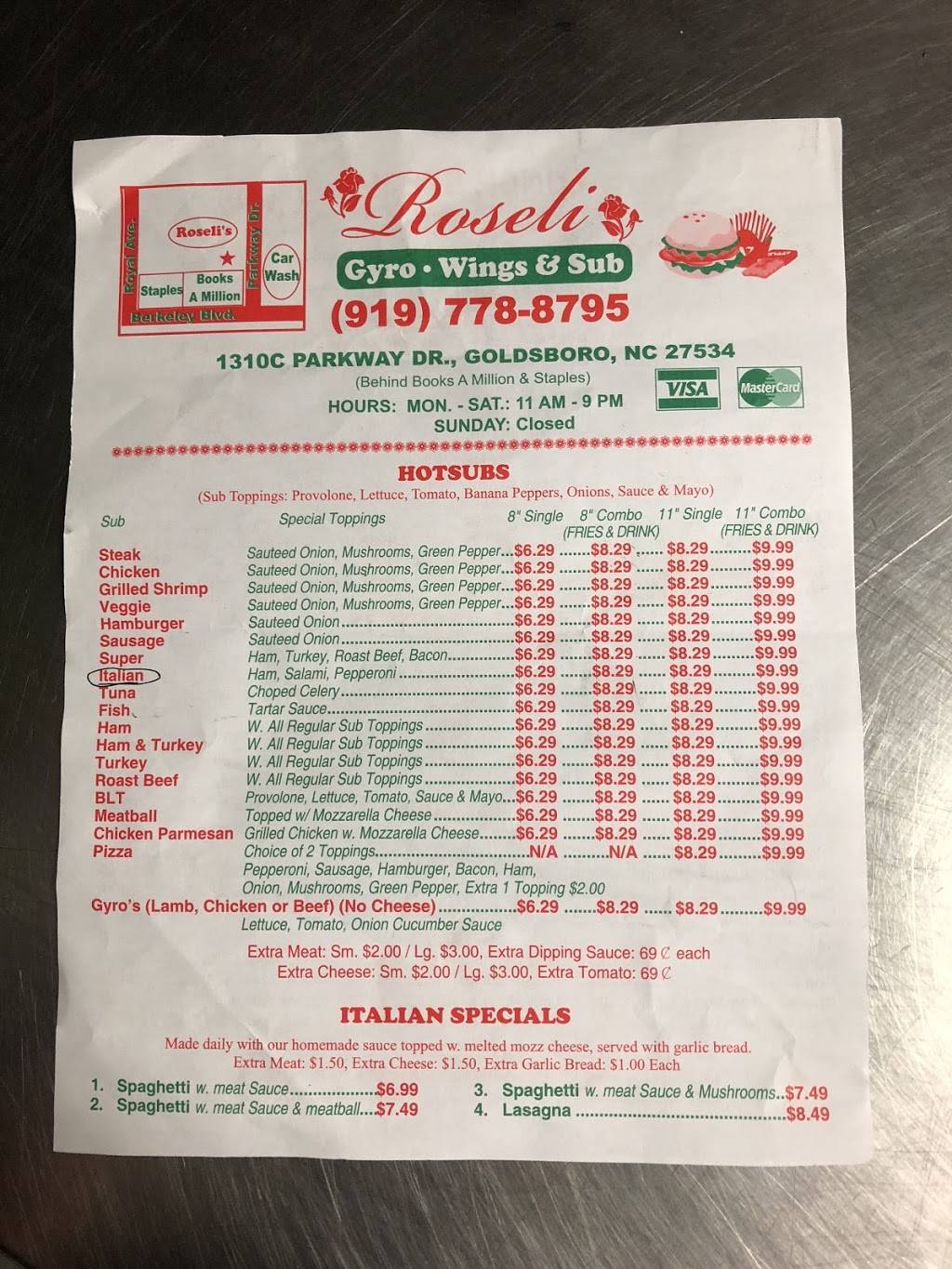 Roselis Philly Steak Sub | restaurant | 1310 Parkway Dr C, Goldsboro, NC 27534, USA | 9197788795 OR +1 919-778-8795