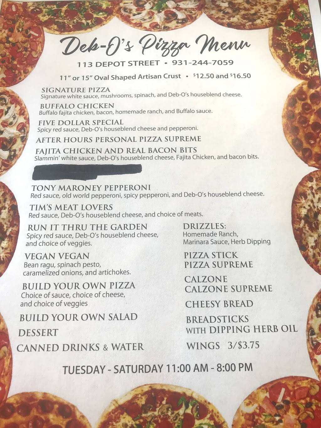 Deb O’s Pizza And Patio | meal takeaway | 113 Depot St, Lawrenceburg, TN 38464, USA | 9312447059 OR +1 931-244-7059