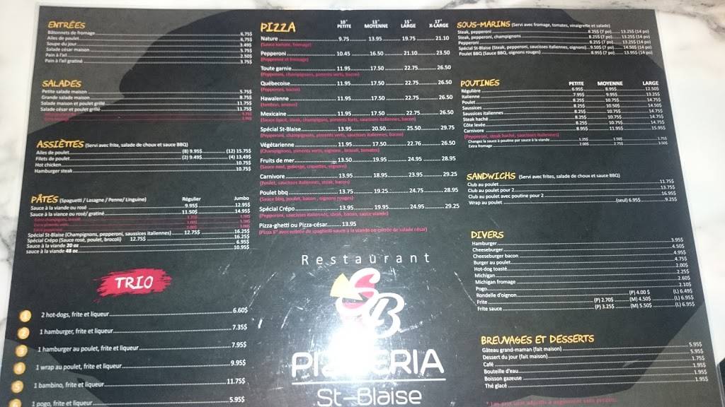 Pizzeria St-blaise | meal delivery | 173 39 Avenue, Saint-Blaise-sur-Richelieu, QC J0J 1W0, Canada | 4509300656 OR +1 450-930-0656