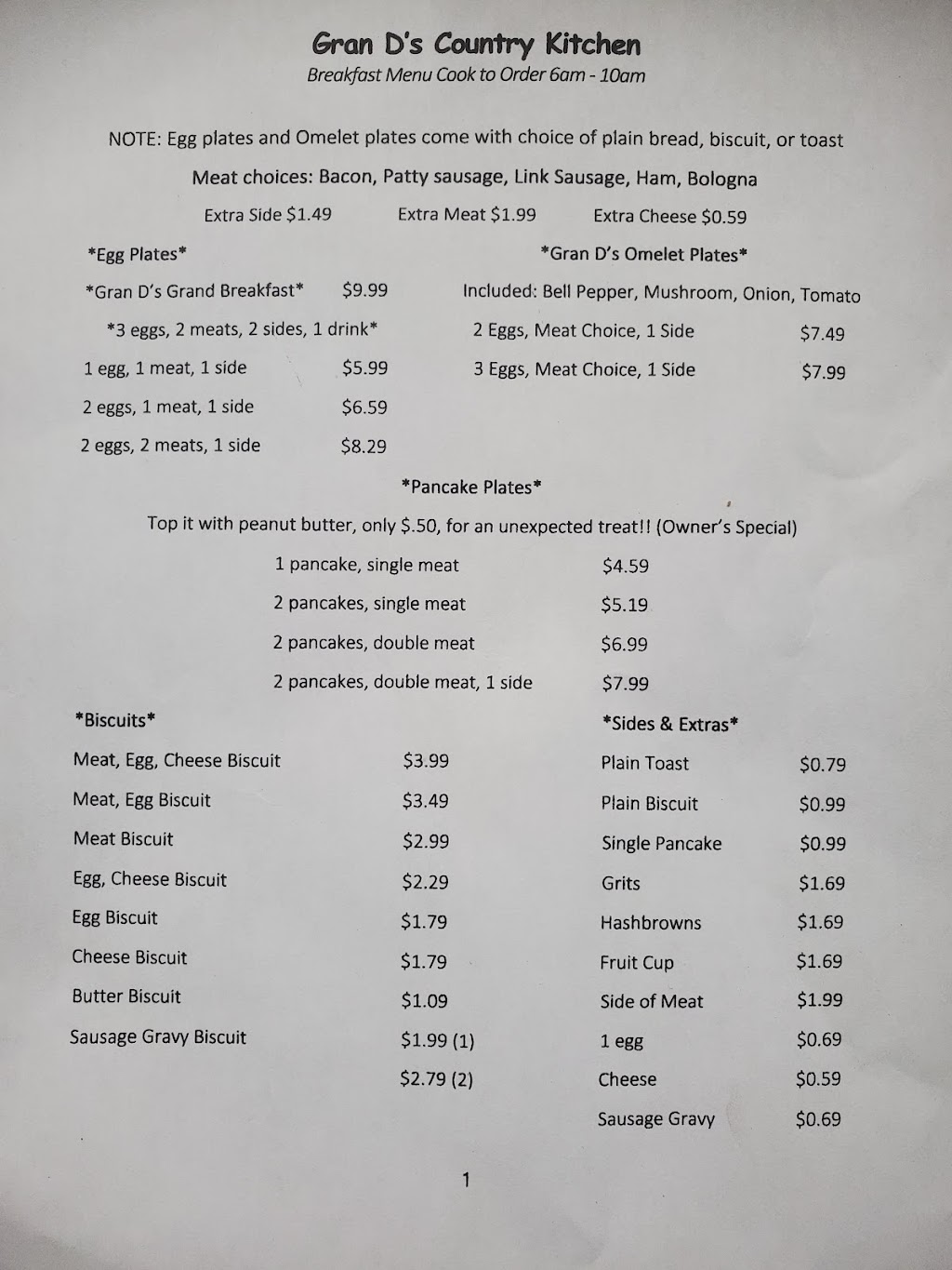 Gran Ds Country Kitchen | restaurant | 129 Lafayette St S, La Fayette, AL 36862, USA | 3344590003 OR +1 334-459-0003