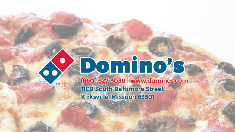 Dominos Pizza | meal delivery | 1109 S Baltimore St, Kirksville, MO 63501, USA | 6606273030 OR +1 660-627-3030
