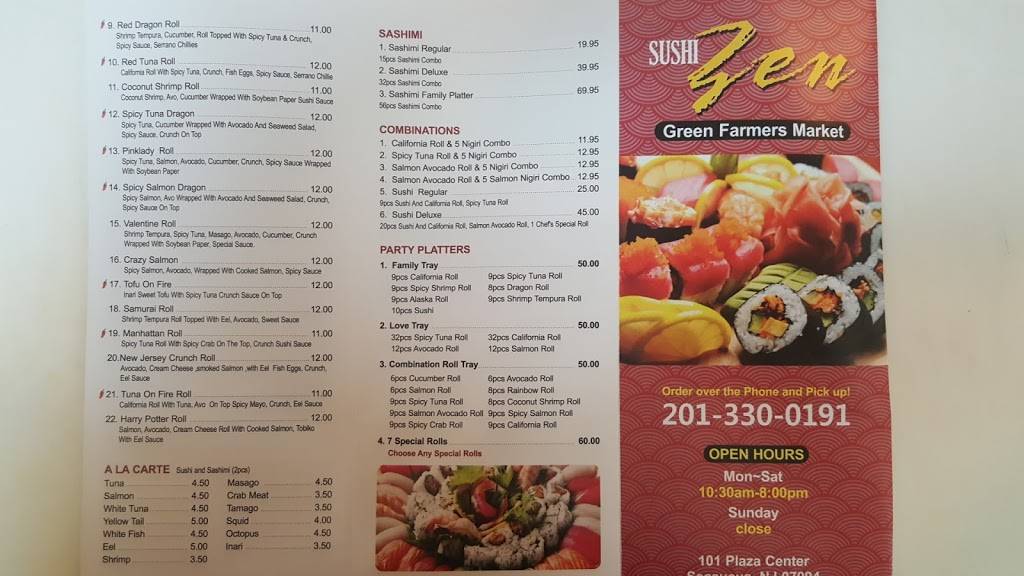 Sushi zen | restaurant | 101 Plaza Center, Secaucus, NJ 07094, USA | 2013300191 OR +1 201-330-0191