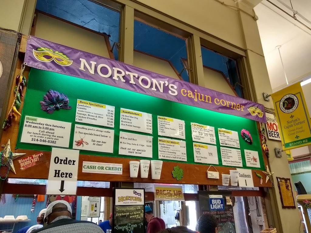 Nortons Cajun Corner | restaurant | 730 Carroll St., Stand # 2, St. Louis, MO 63104, USA | 3145468382 OR +1 314-546-8382