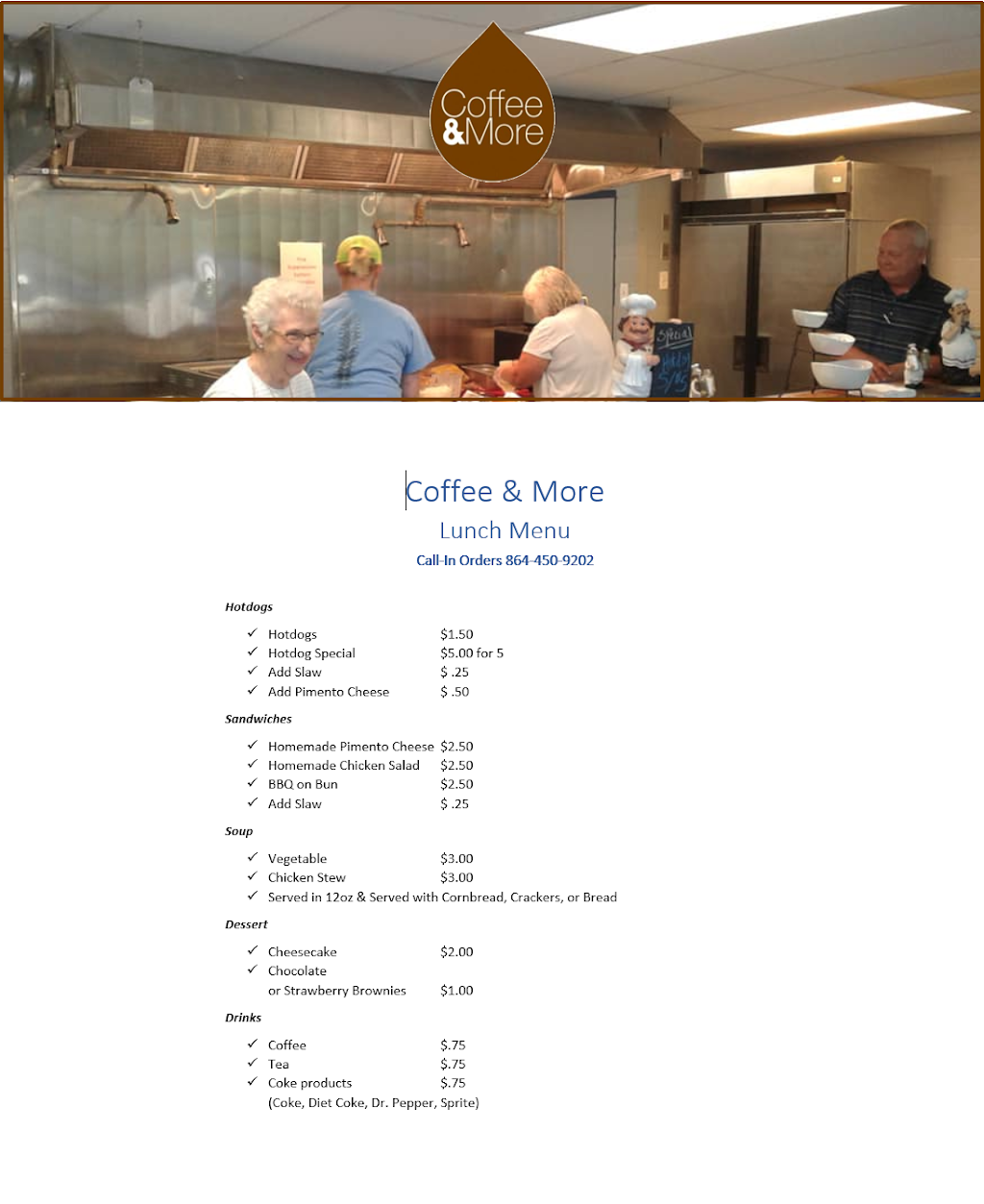 Coffee & More | meal takeaway | 1420 Montague Ave B, Greenwood, SC 29649, USA | 8644509202 OR +1 864-450-9202